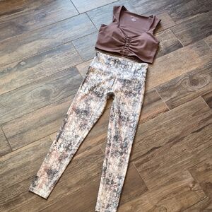 Harmony Balance Abstract Print Leggings & Sports Bra Top Set, XS